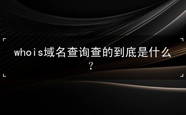 whois域名查询查的到底是什么？