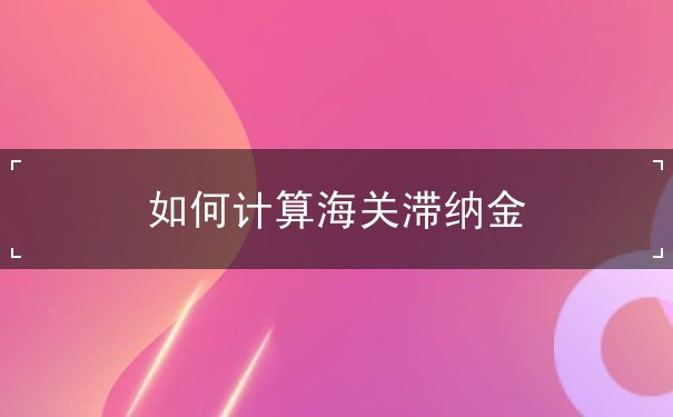 如何计算海关滞纳金