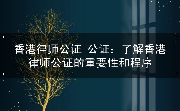 香港律师公证 公证：了解香港律师公证的重要性和程序